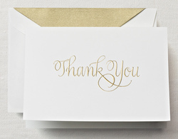 Calligraphic Boxed Thank You Folded Note Cards - Hand Engraved